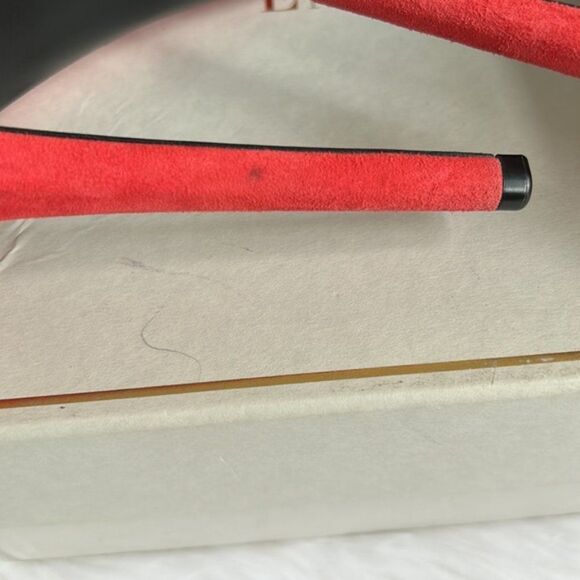 Emilio Pucci suede Open Toe Heels size 38 red coral color - Picture 4 of 8